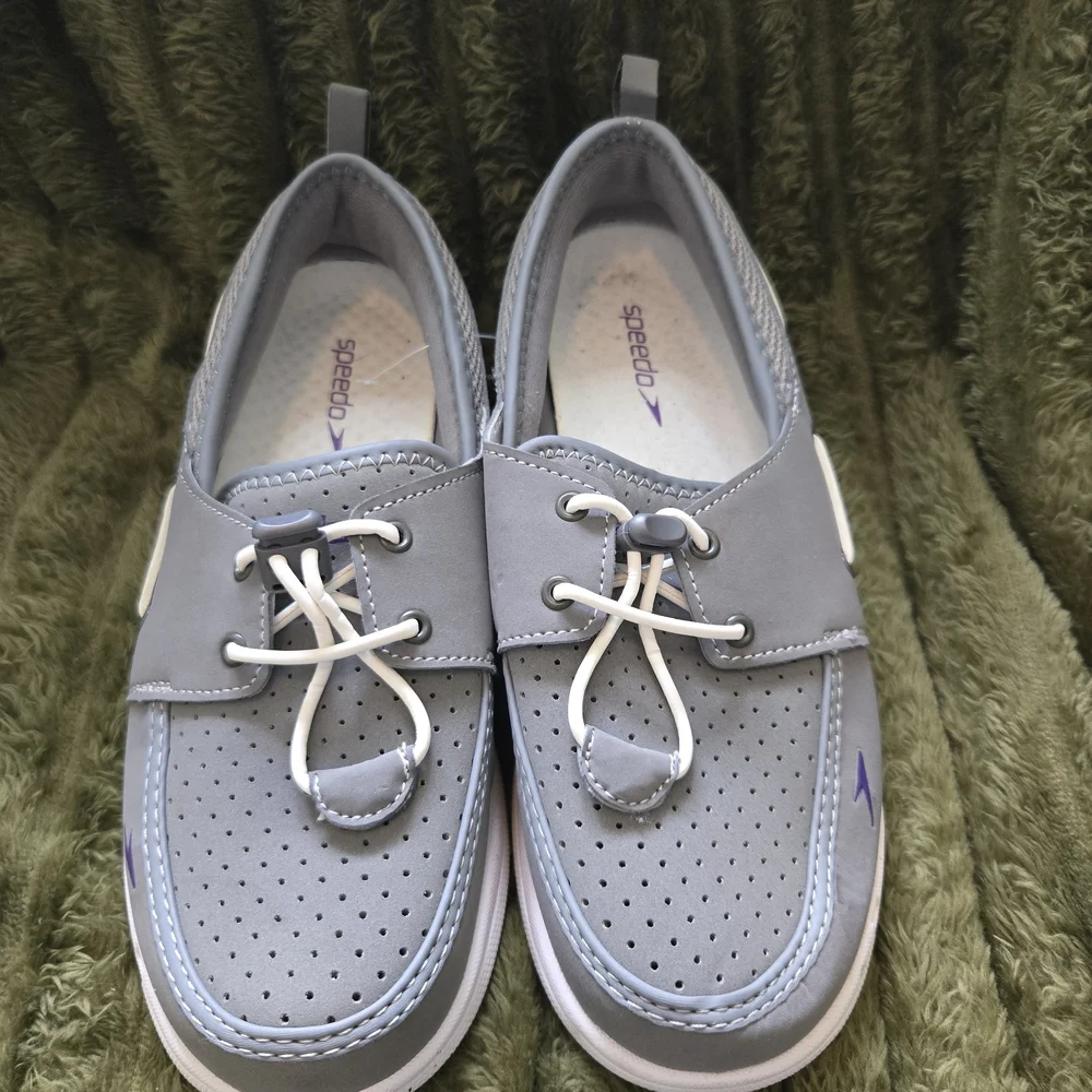 Speedo Gray Perforated Athletic Shoes - Picture 2 of 5